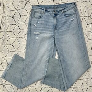 100% Cotton American Eagle Skater Jean 16 L Wide Leg Women's Pants Baggy Raw Hem